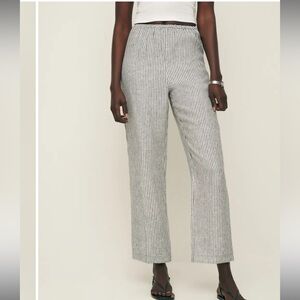 Reformation Remi Black and White Striped Wide Leg Line Cropped Pants